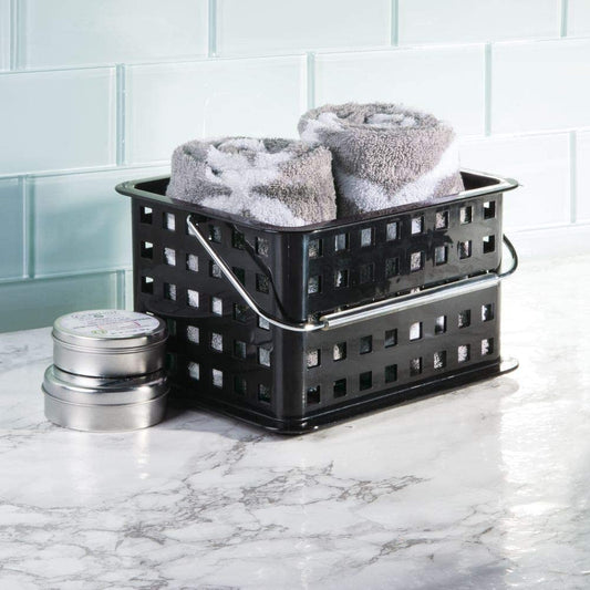 iDesign Spa Plastic Storage Shower Basket with Handle for Bathroom